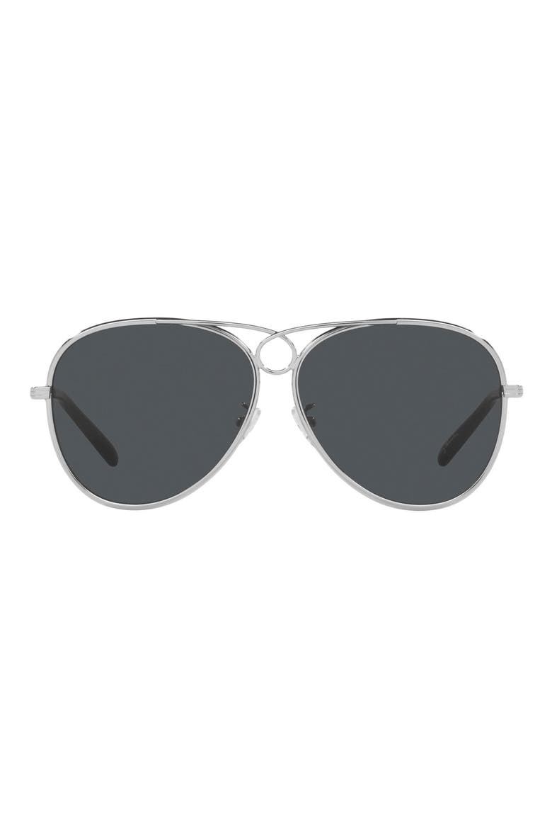 59mm Aviator Sunglasses, Main, color, SHINY SILVER