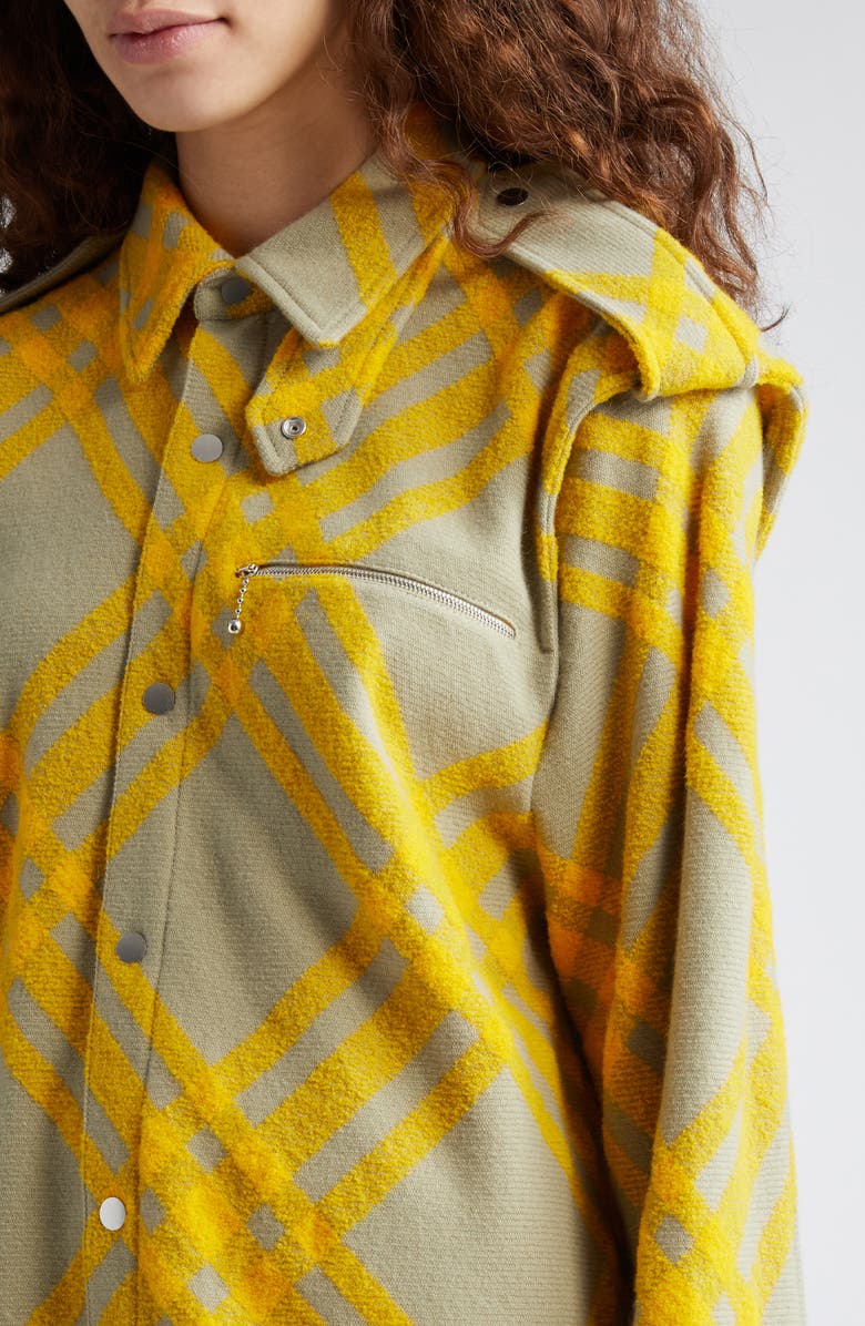 Burberry Three-Bar Check Military Wool Blend Shirt Jacket, Alternate, color, 