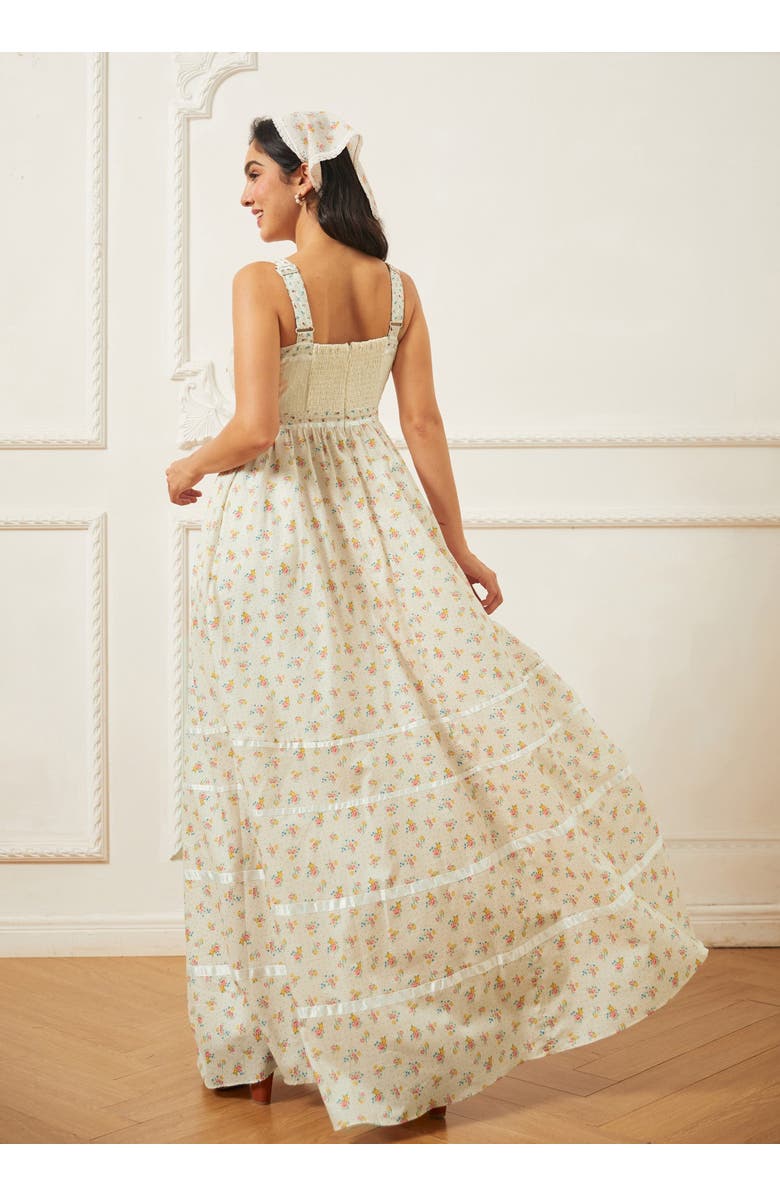 ModCloth Reyna Lace-Up Maxi Sundress, ModCloth x Gunne Sax, Alternate, color, Mia Bouquet