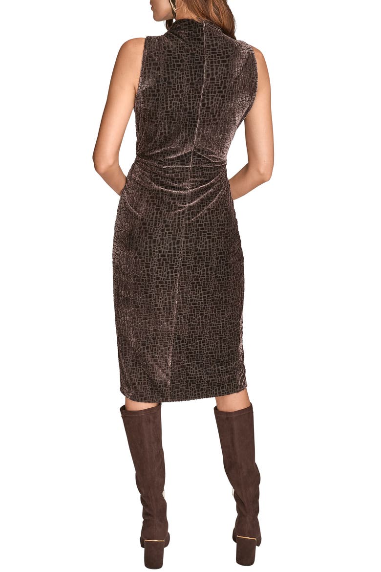 Geo Velvet Burnout Sleeveless Midi Dress, Alternate, color, CHOCOLT