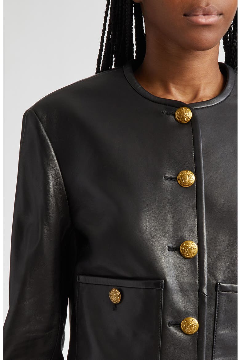 Andrea Leather Jacket, Alternate, color, BLACK