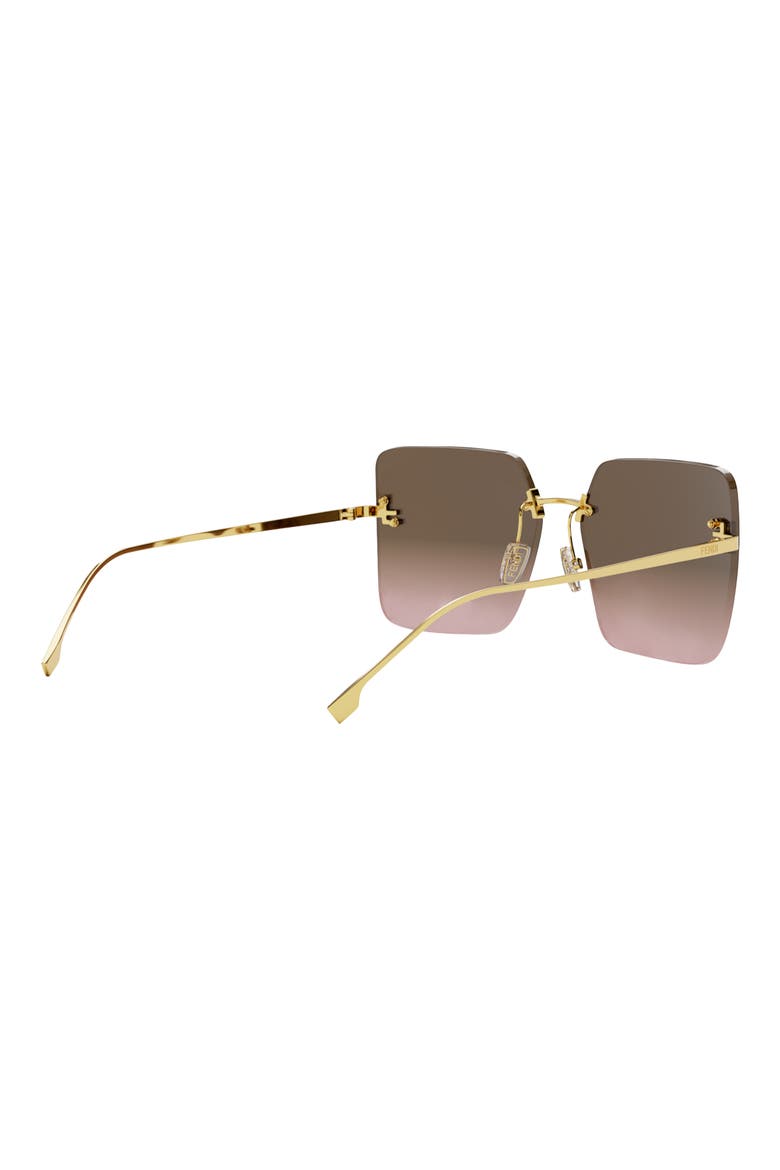 'Fendi First 59mm Geometric Sunglasses, Alternate, color, SHINY ENDURA GOLD METAL