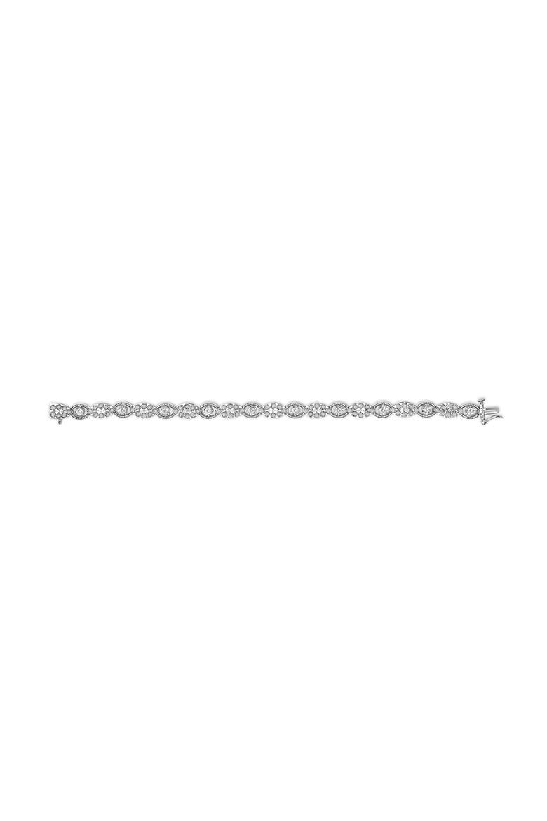 10K White Gold 2.0 Cttw Diamond Milgrain Cluster Link Bracelet, Alternate, color, White Gold