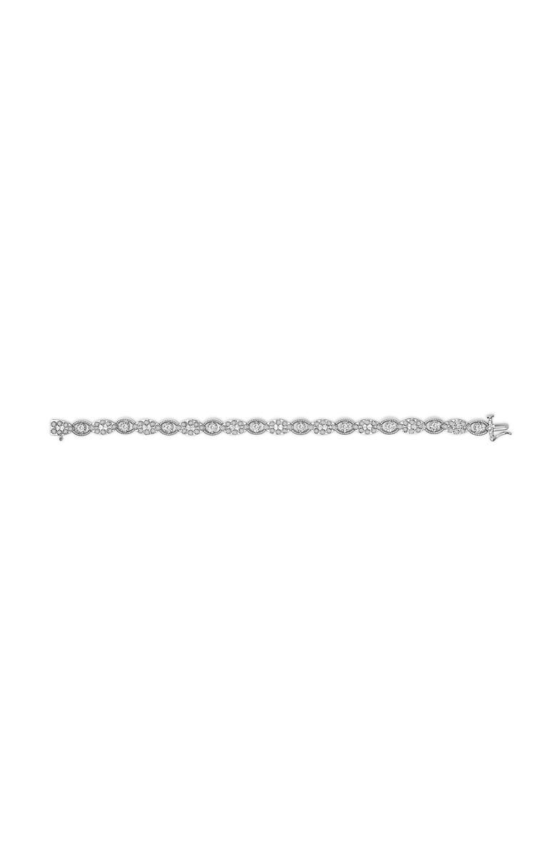Haus of Brilliance 10K White Gold 2.0 Cttw Diamond Milgrain Cluster Link Bracelet, Alternate, color, White Gold