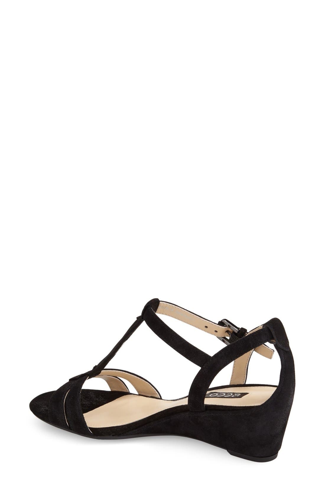'Rivas' Wedge Sandal, Alternate, color, BLACK LEATHER
