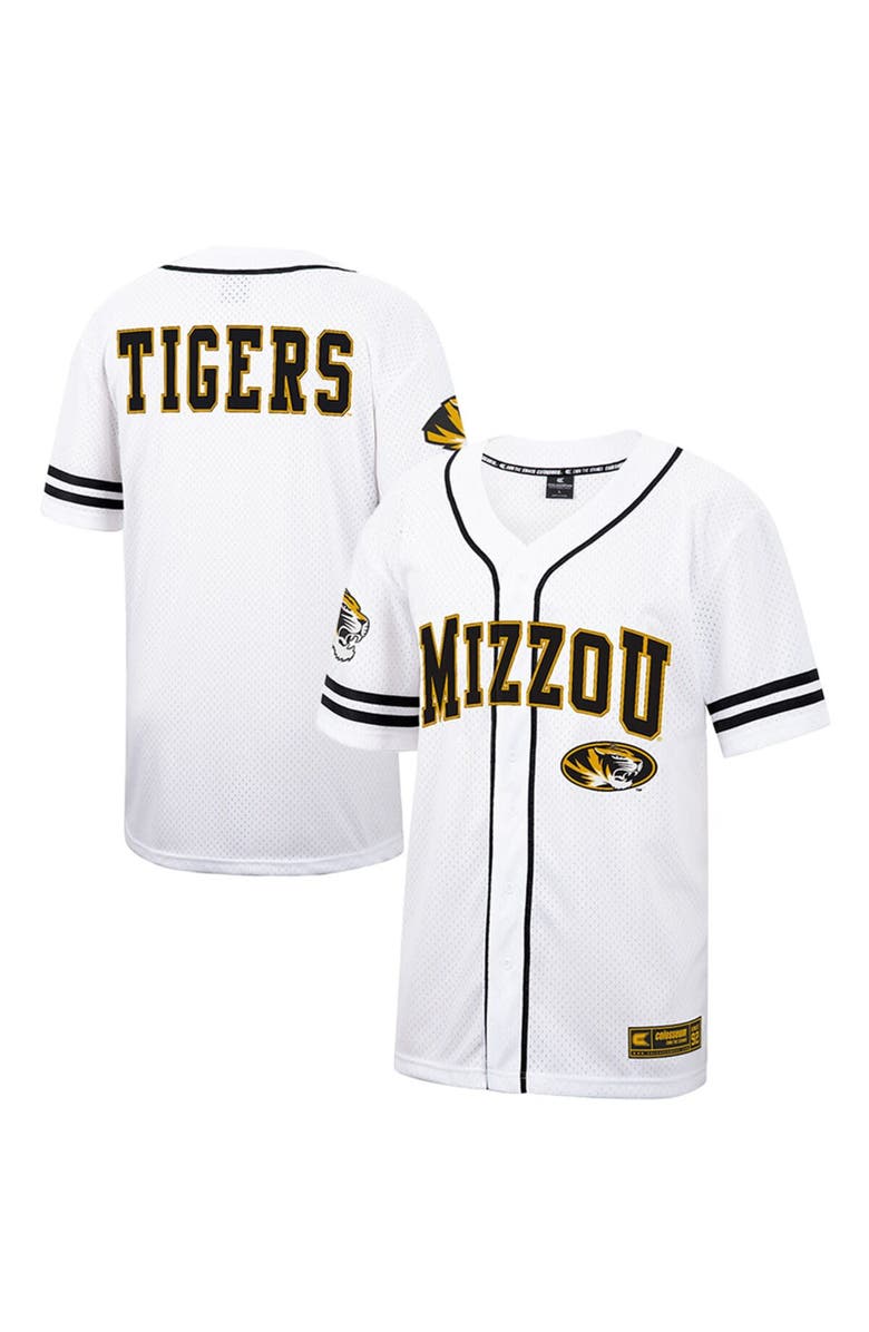 COLOSSEUM Men's Colosseum White Missouri Tigers Free Spirited Mesh Button-Up Baseball Jersey, Main, color,