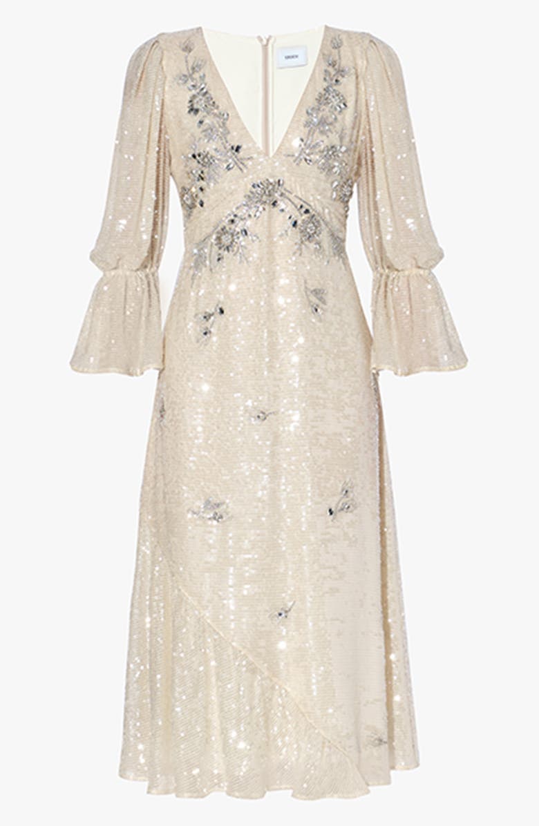Erdem Eva Sequin Beaded Chiffon Midi Dress, Alternate, color,