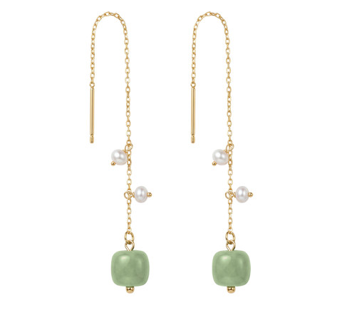 Madeleine Jade and freshwater pearl drop earrings