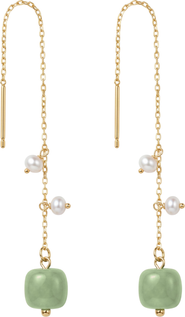 seree Madeleine Jade and freshwater pearl drop earrings