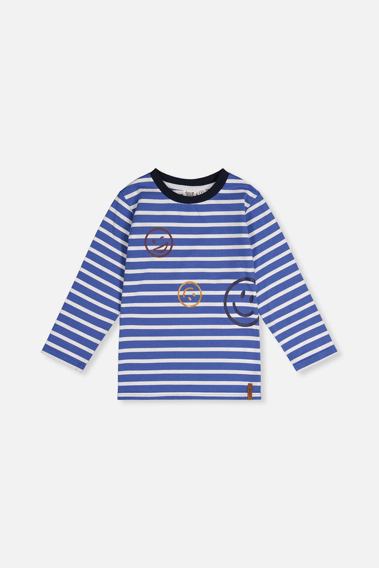 Long Sleeve Stripe Smiley Graphic T-Shirt, Main, color, Blue and White Stripes