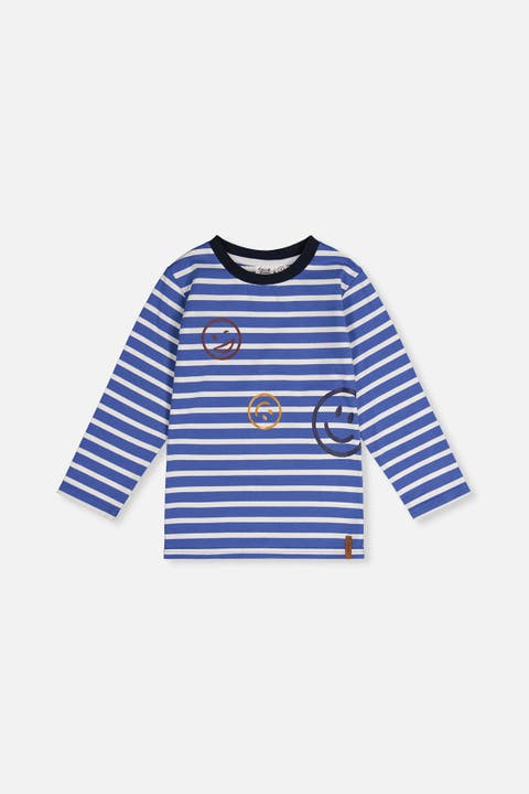 Long Sleeve Stripe Smiley Graphic T-Shirt