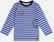 Deux par Deux Long Sleeve Stripe Smiley Graphic T-Shirt