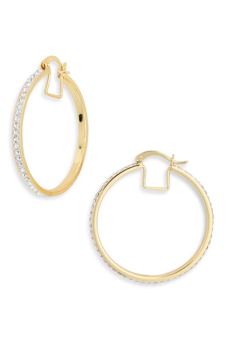 40MM CRYSTAL HOOP EARRING, Main, color, CLEAR- GOLD