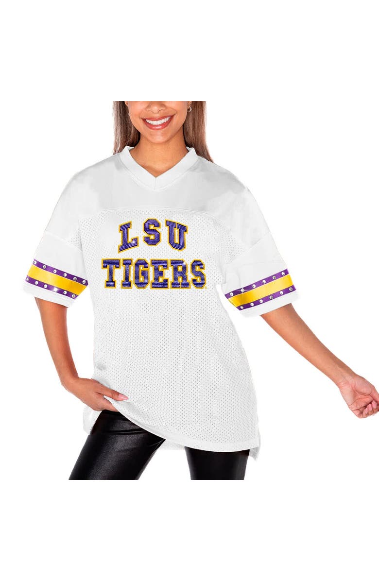 GAMEDAY COUTURE Women's Gameday Couture White LSU Tigers Until Kickoff Rhinestone Fashion T-Shirt, Alternate, color, 