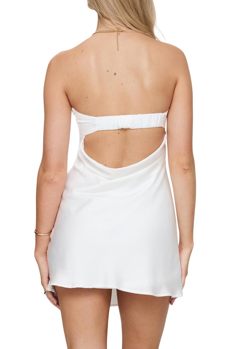 Phillipa Strapless Satin Minidress, Alternate, color, WHITE