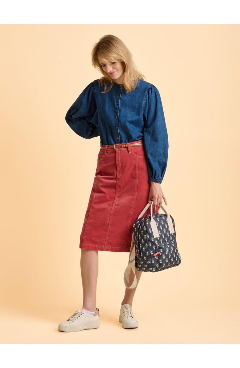 Brakeburn Auri Long Sleeve Round Neck Denim Shirt, Alternate, color, Blue