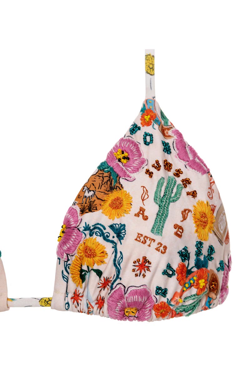 Agua Bendita Lolita Nopal Hand Embroidered Triangle Bikini Top, Alternate, color, 