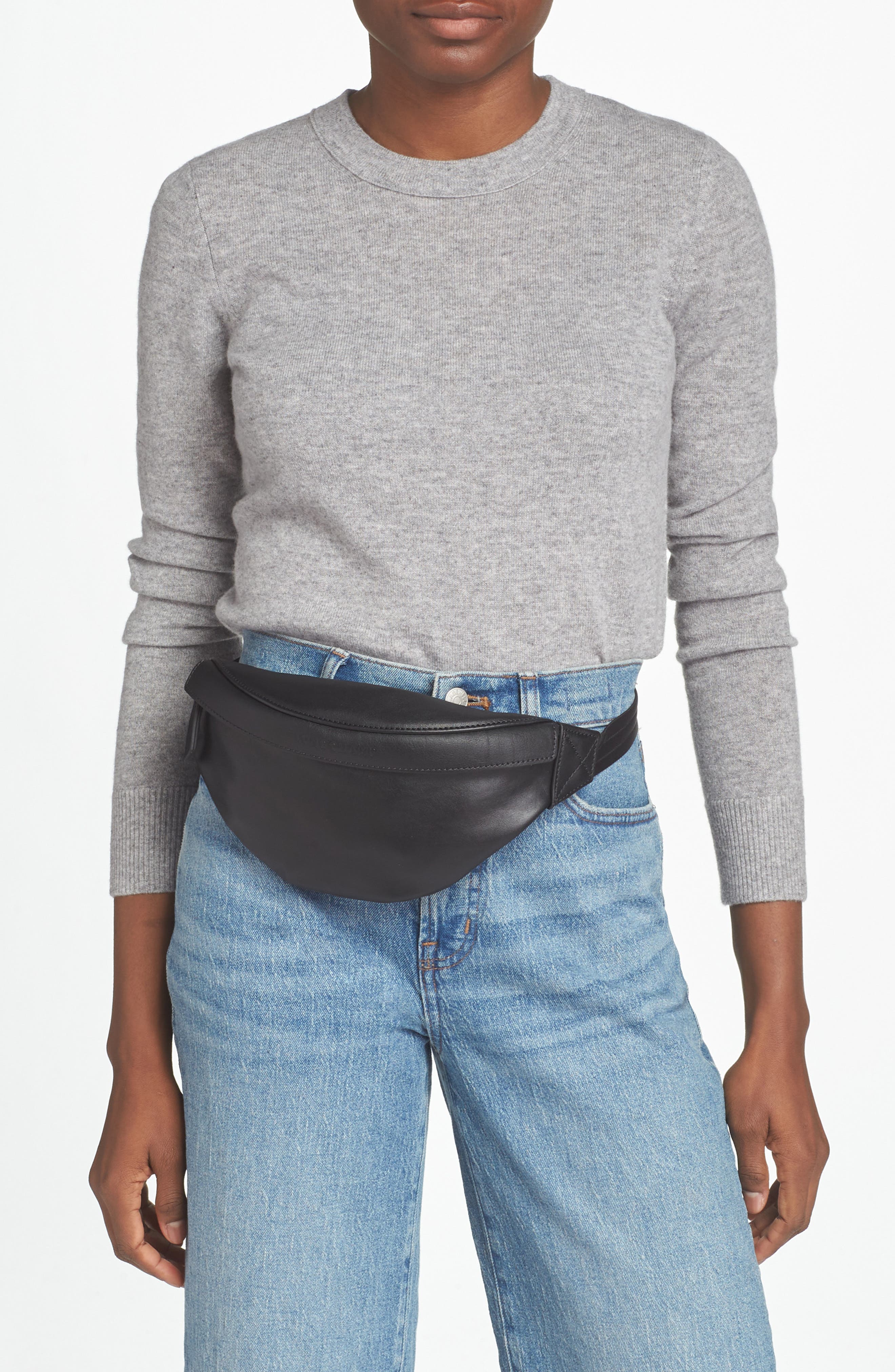 Longchamp 3D Leather Belt Bag, Alternate, color, Black