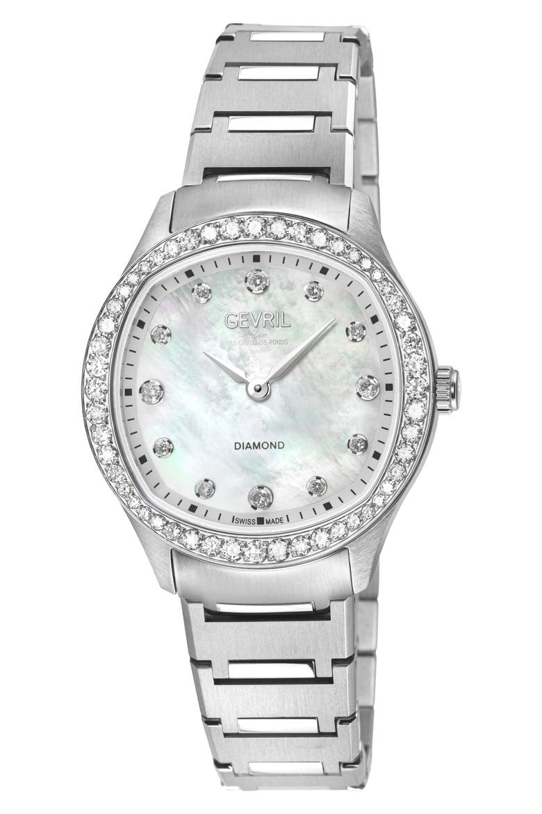 Morcote Swiss Diamond Watch, 32mm, Main, color, SILVER