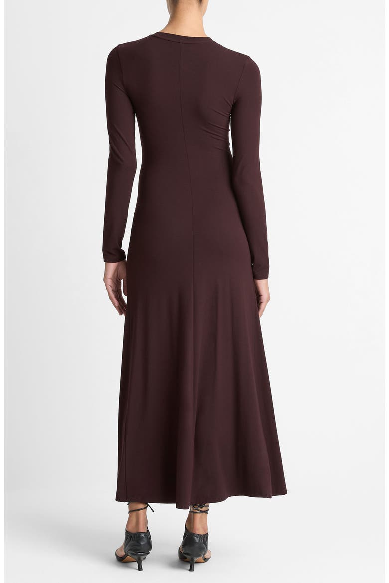 Long Sleeve Ruched Jersey Dress, Alternate, color, DARK FIG