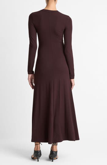 Long Sleeve Ruched Jersey Dress