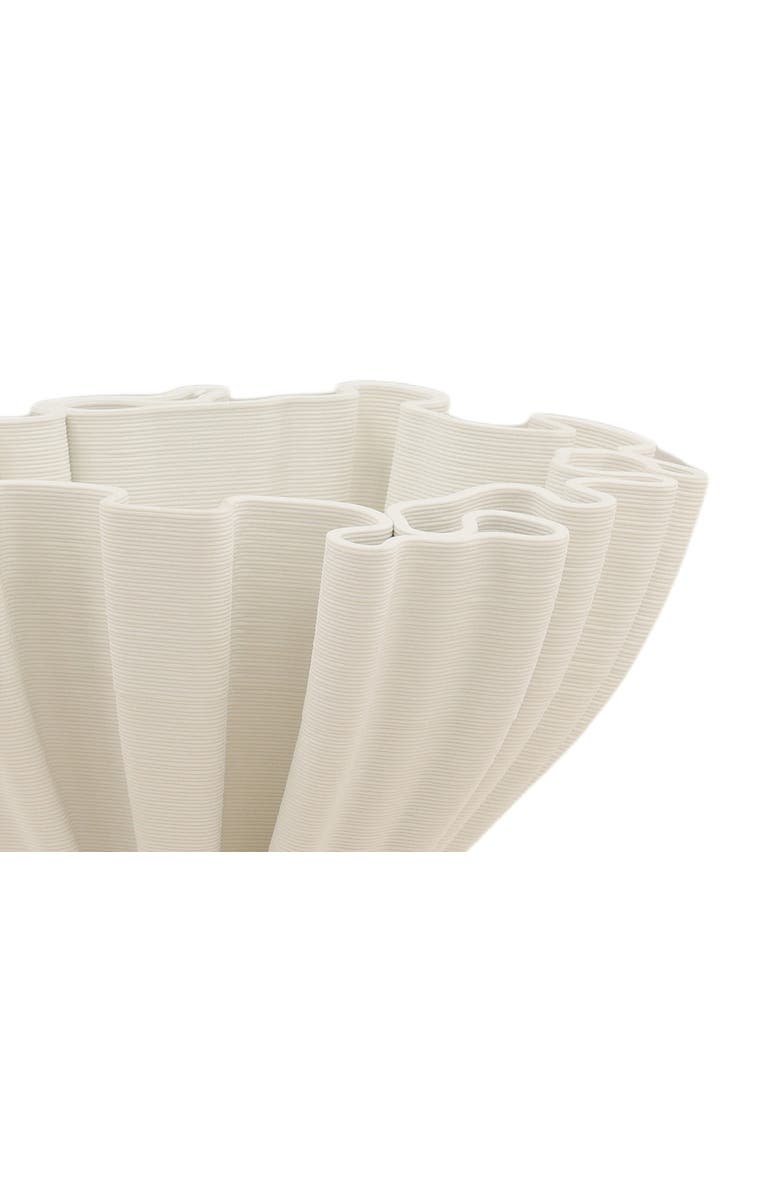 Dovetail Furniture Nerissa Fluted 3D Printed Porcelian Decorative Vase, Alternate, color, Ivory