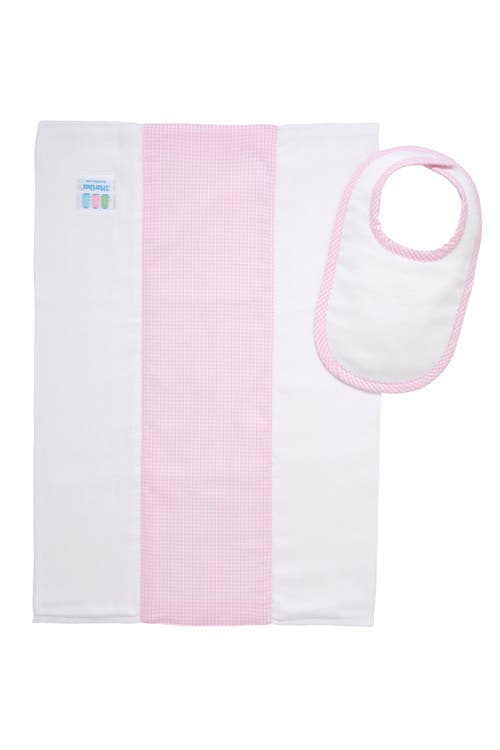 3 Marthas Small Check Drooler Bib & Burp Set