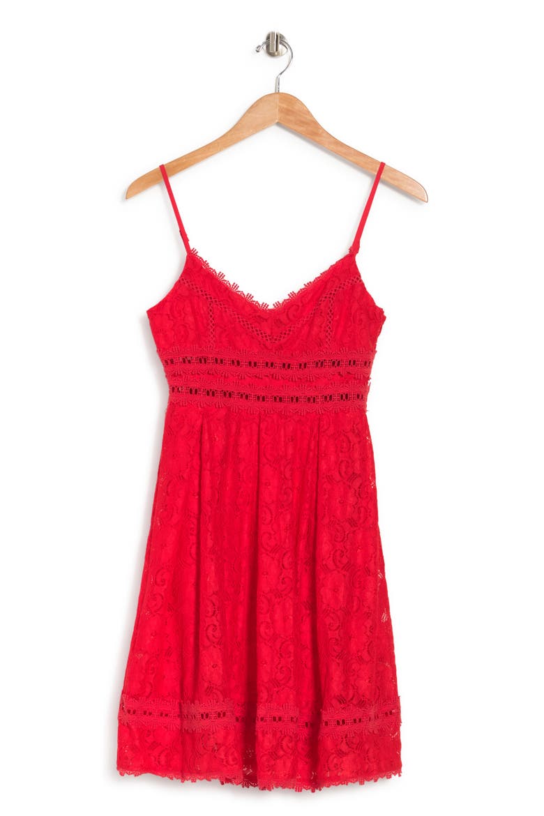 Provance Stretch Lace Mini Dress, Alternate, color, RED