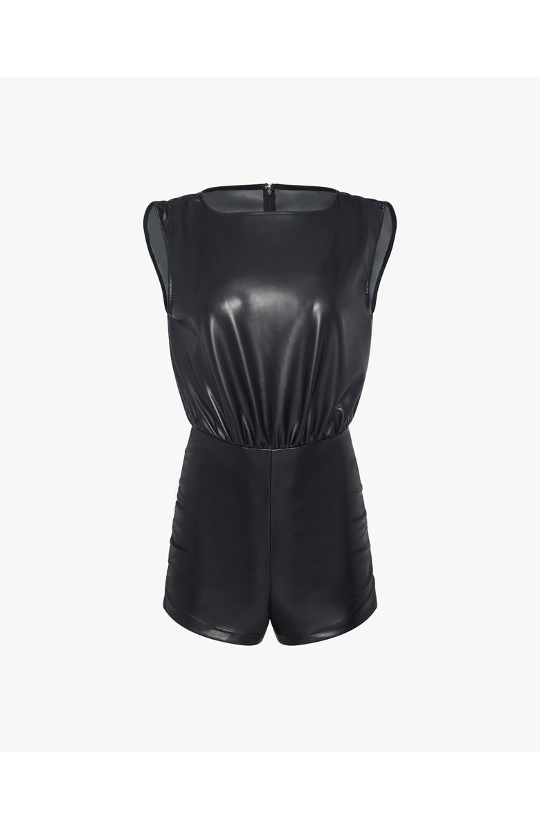 WeWoreWhat Ruched Muscle Tank Romper, Alternate, color, Black