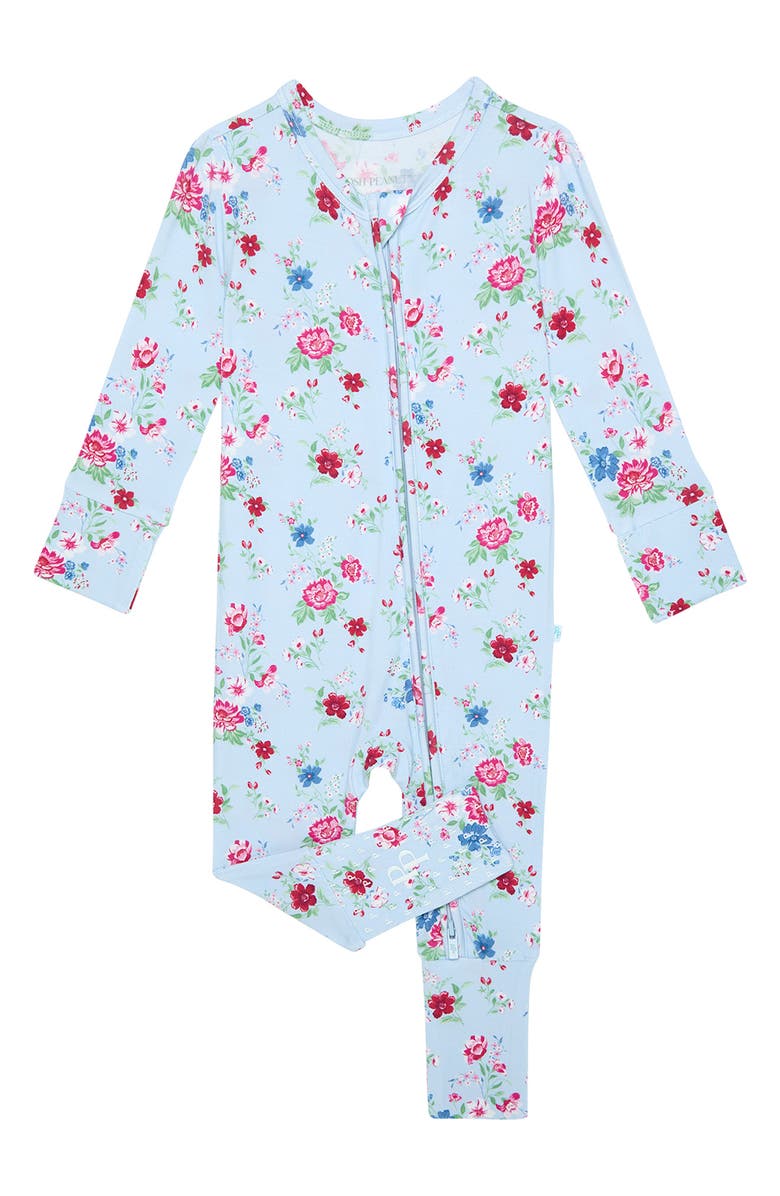 Posh Peanut Fitted Convertible One-Piece Pajamas, Main, color, Blue