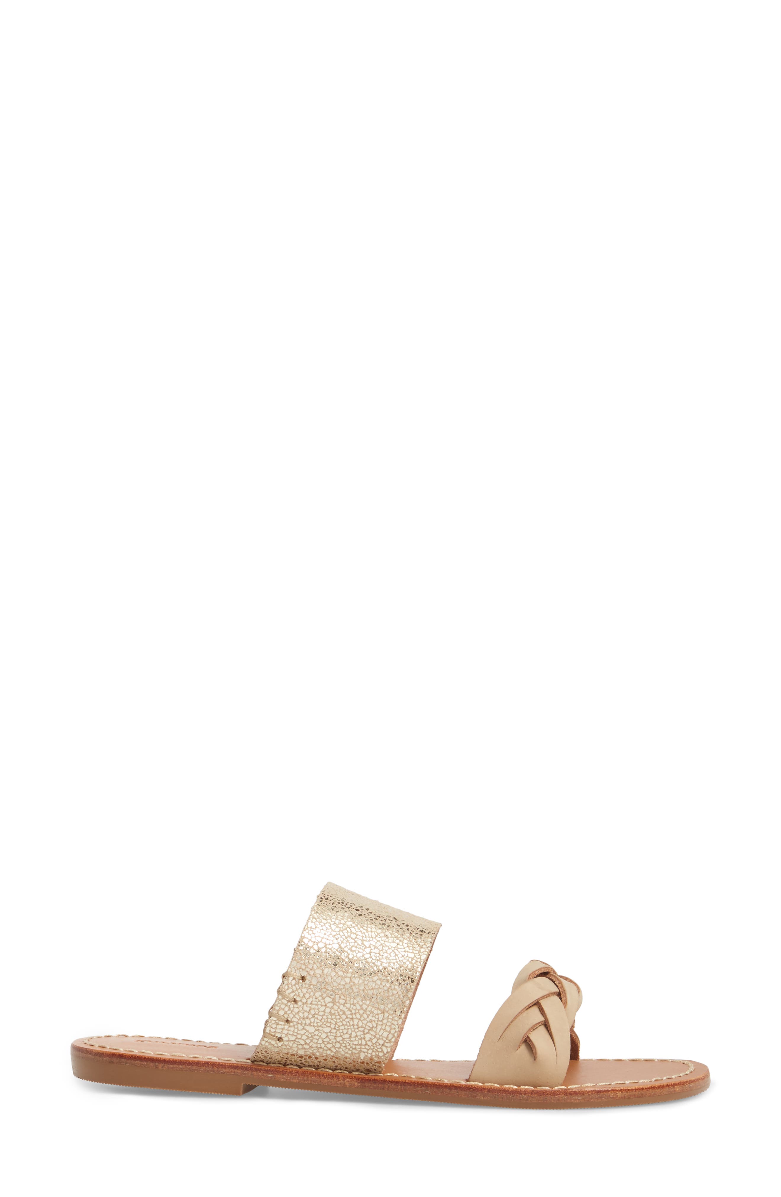Slide Sandal, Alternate, color, NUDE/ PALE GOLD LEATHER