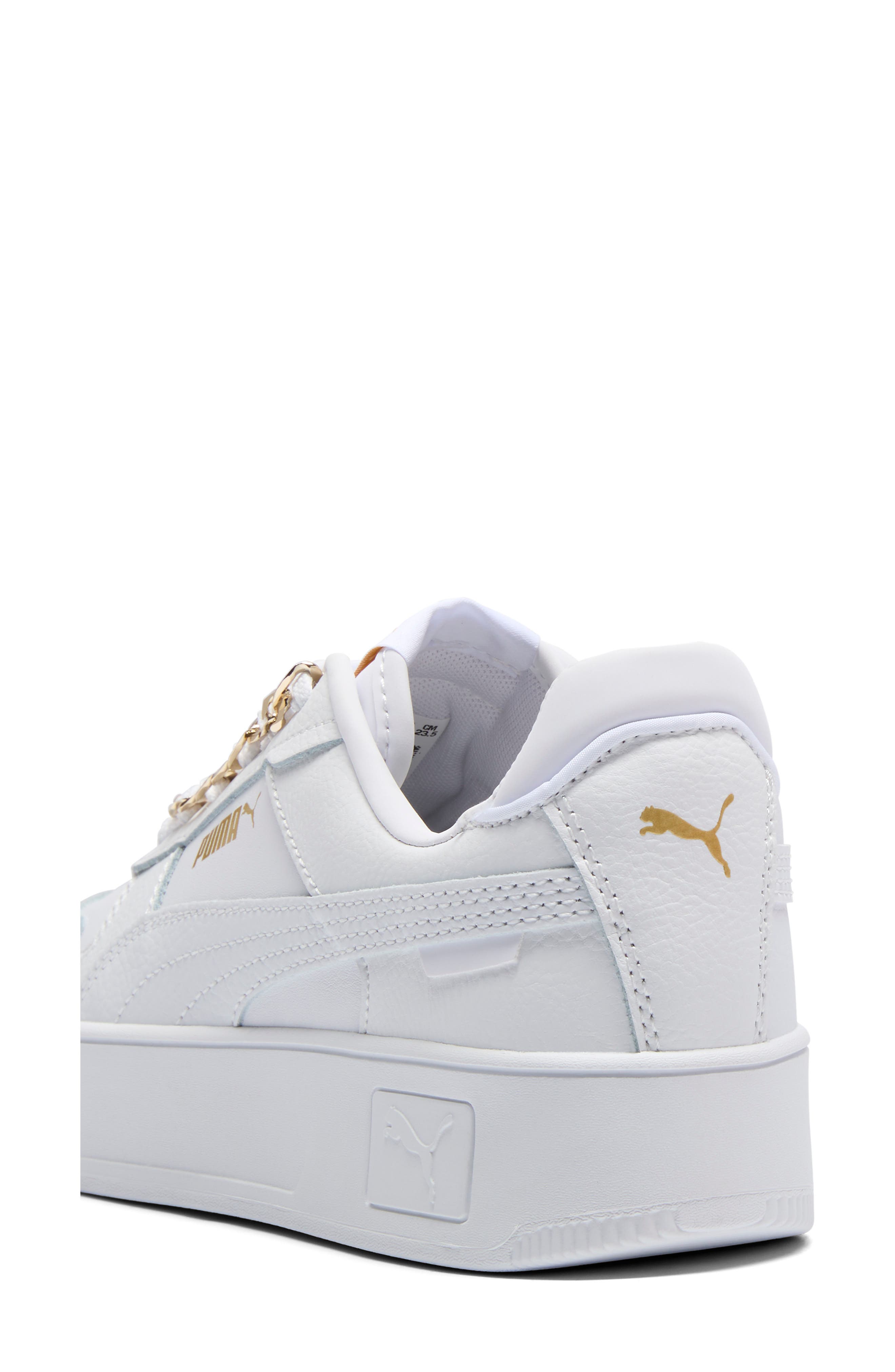 Carina Street Bling Leather Platform Sneaker, Alternate, color, PUMA WHITE/ PUMA WHITE/ GOLD