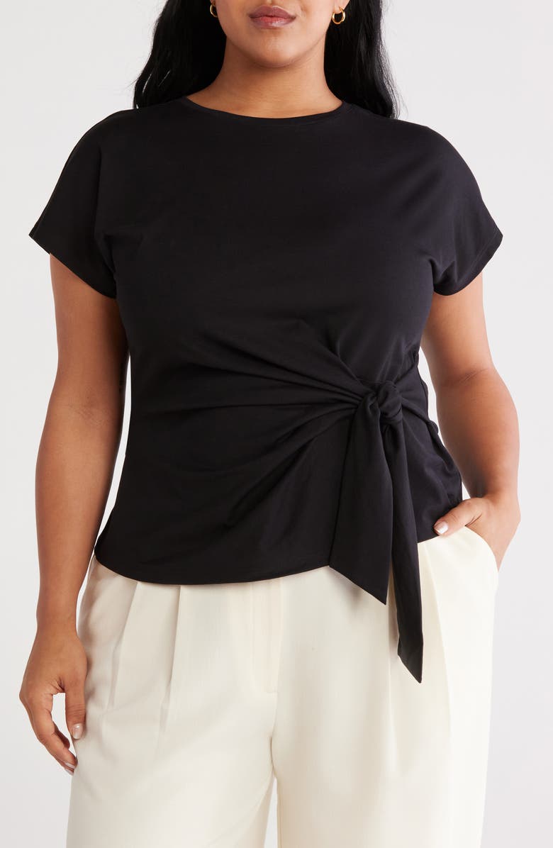 Nordstrom Tie Front Pima Cotton T-Shirt, Main, color, 