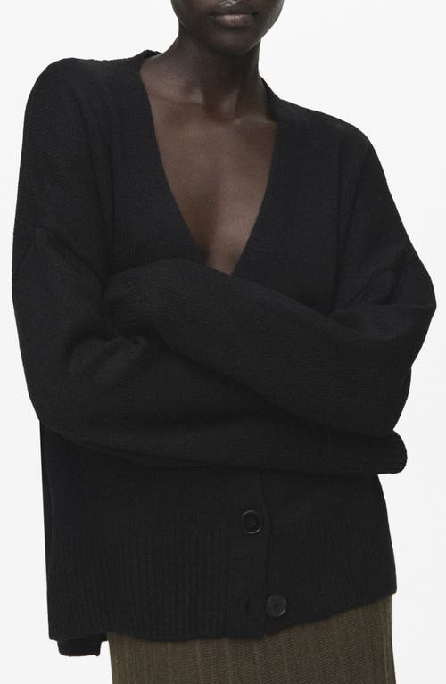 Mango Oversize V-neck Cardigan In Black
