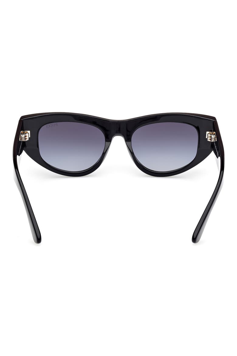 54mm Geometric Sunglasses, Alternate, color, SHINY BLACK / GRAD BLUE LENSES