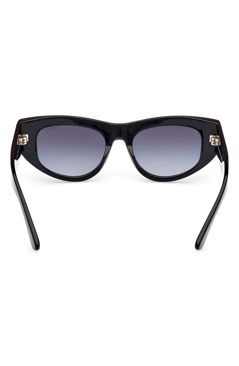Emilio Pucci 54mm Geometric Sunglasses, Alternate, color, Shiny Black / Grad Blue Lenses