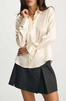 Slim Fit Silk Button-Up Shirt