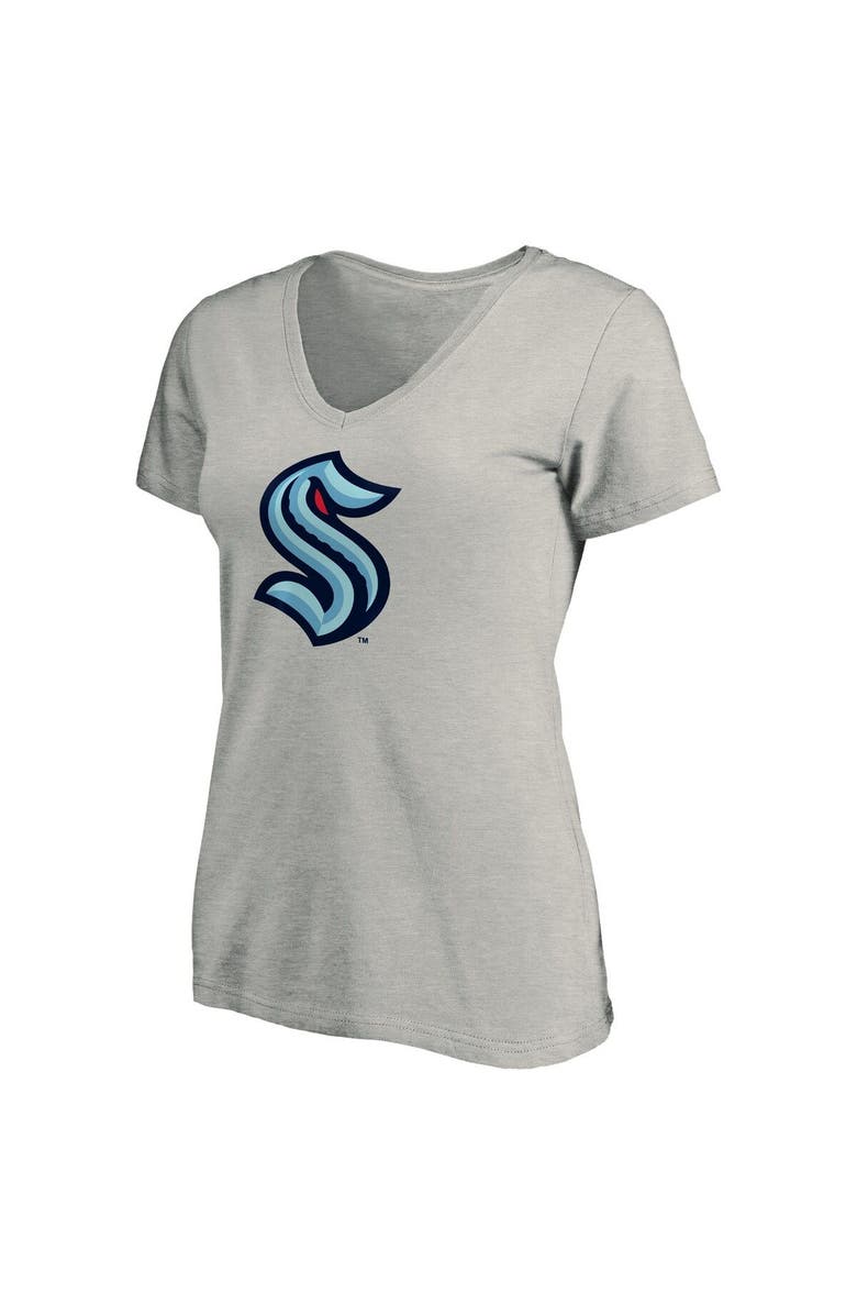 FANATICS Women's Fanatics Branded Heather Gray Seattle Kraken Plus Size Primary Logo V-Neck T-Shirt, Alternate, color, 