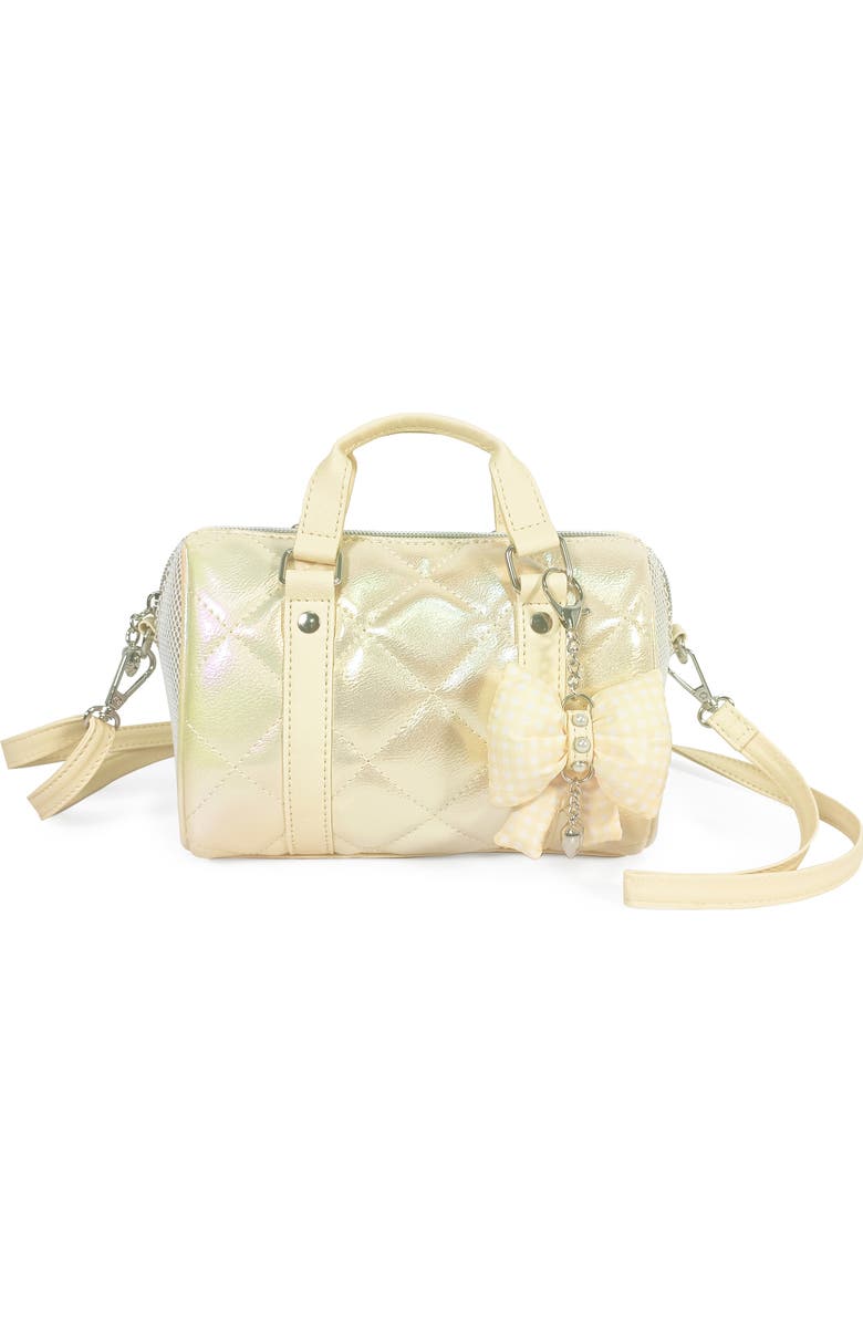 OMG Accessories Kids' Metallic Quilted Mini Duffle Bag, Main, color, Butter