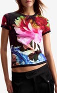 Desigual Flower Cotton Graphic T-Shirt