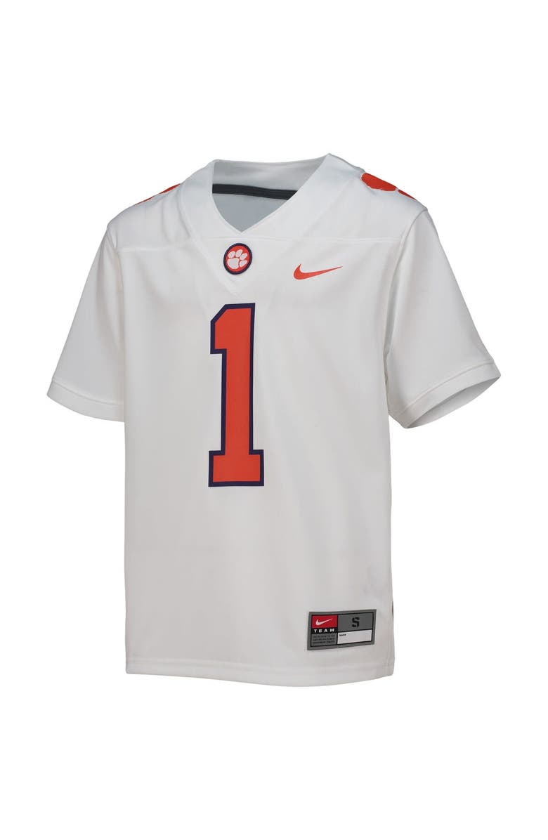 Nike Youth Nike #1 White Clemson Tigers Replica Football Jersey, Alternate, color, White