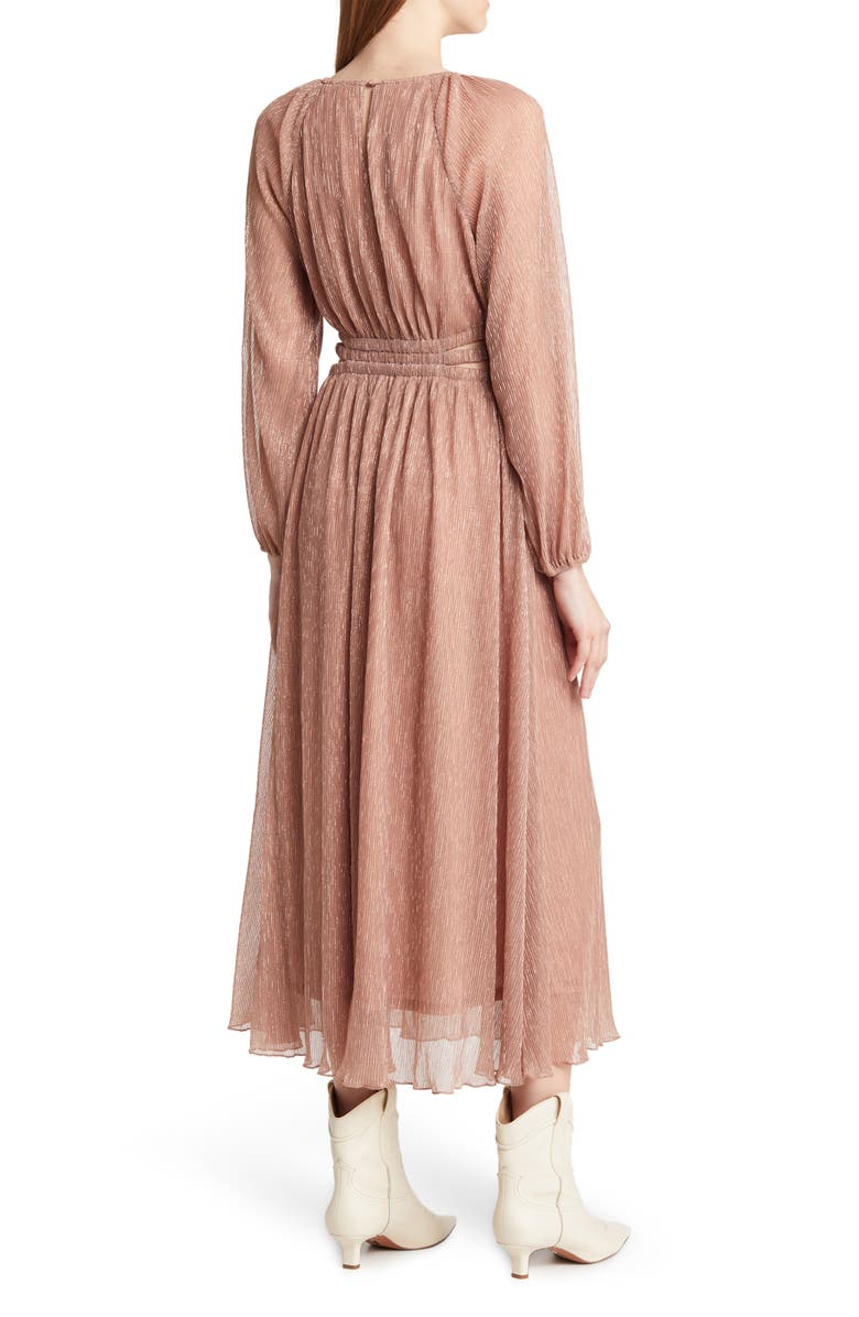 MOON RIVER Tiered Balloon Sleeve Cutout Shirred Maxi Dress, Alternate, color, 