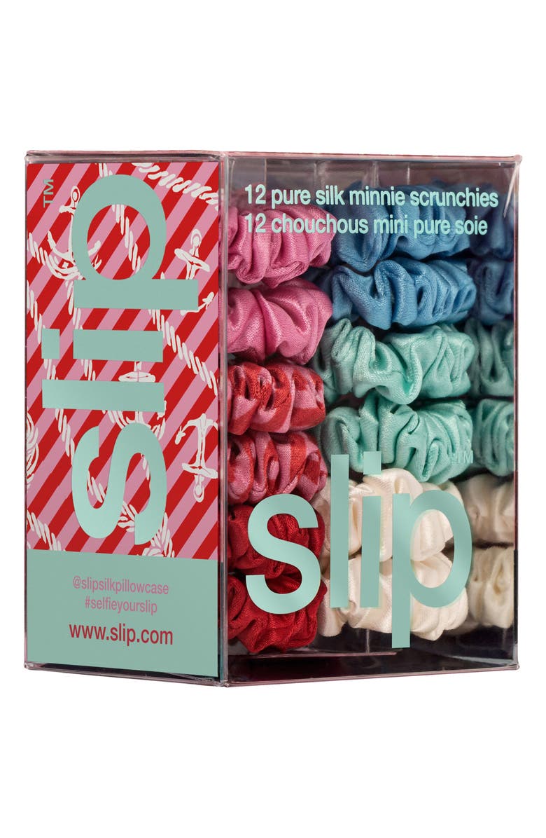 slip Set of 12 Minnie Pure Silk Scrunchies, Alternate, color, Sundown