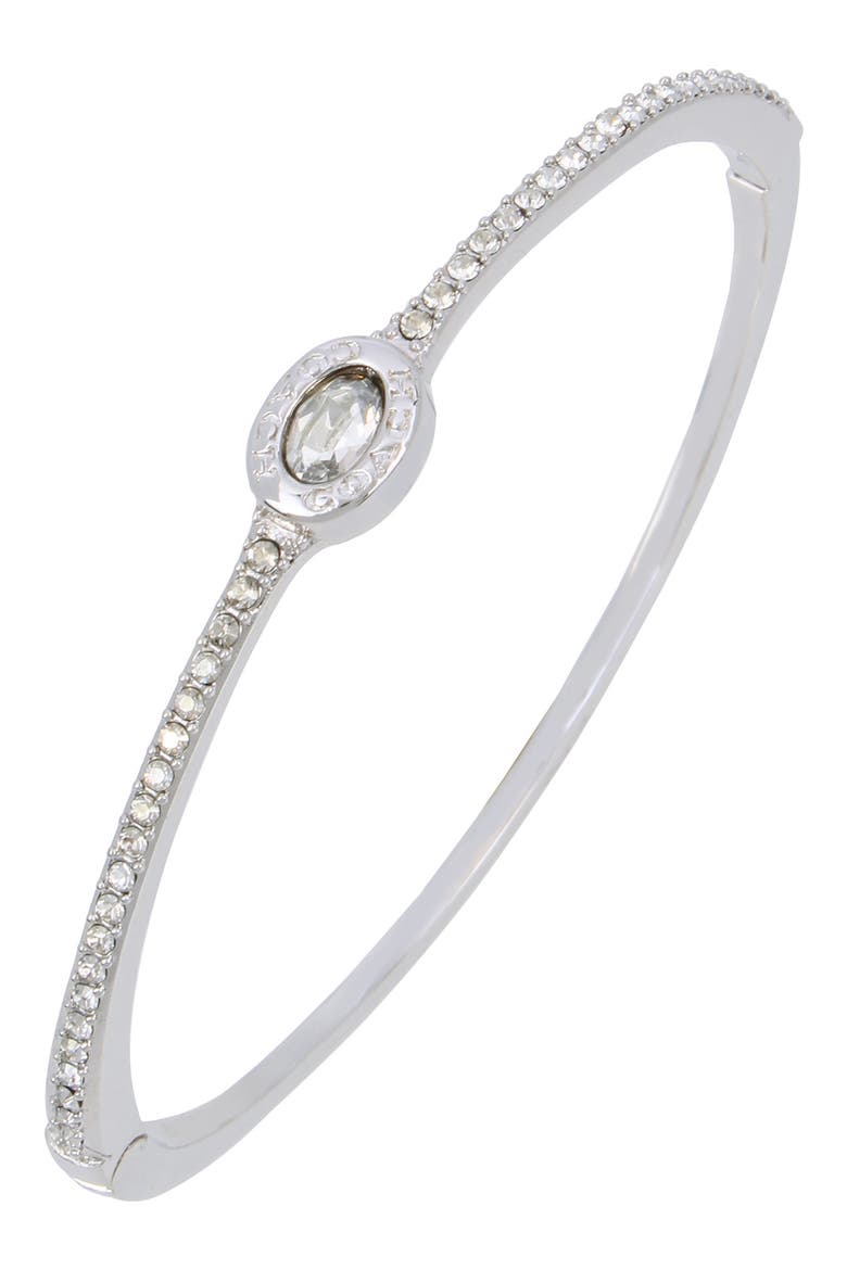 Signature Logo Pavé Bangle, Alternate, color, CRYSTAL/ RHODIUM