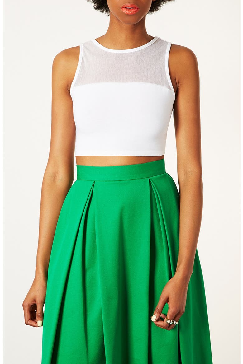 Mesh Crop Tank, Main, color, WHITE