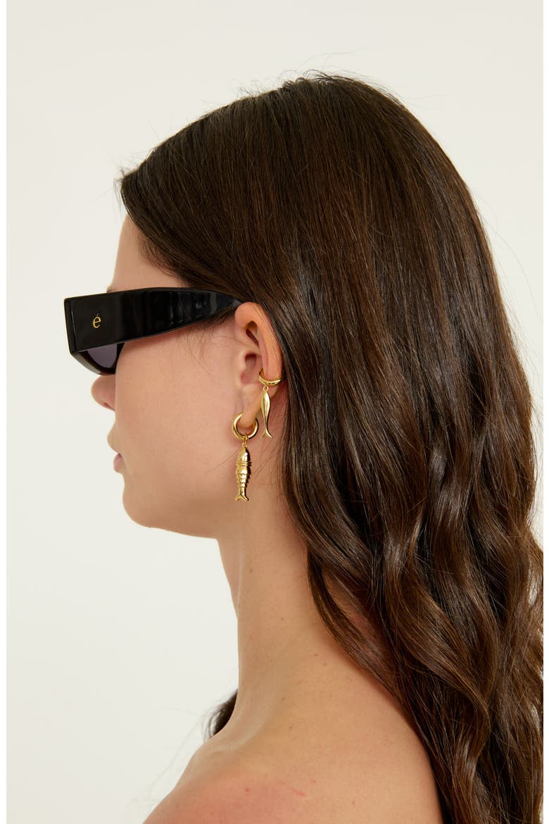Costa Mismatched Charm Huggie Hoop Earrings, Alternate, color, GOLD