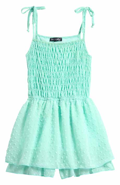 Ava & Yelly Kids' Clip Dot Smocked Romper