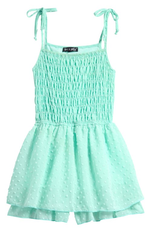 Ava & Yelly Kids' Clip Dot Smocked Romper In Green