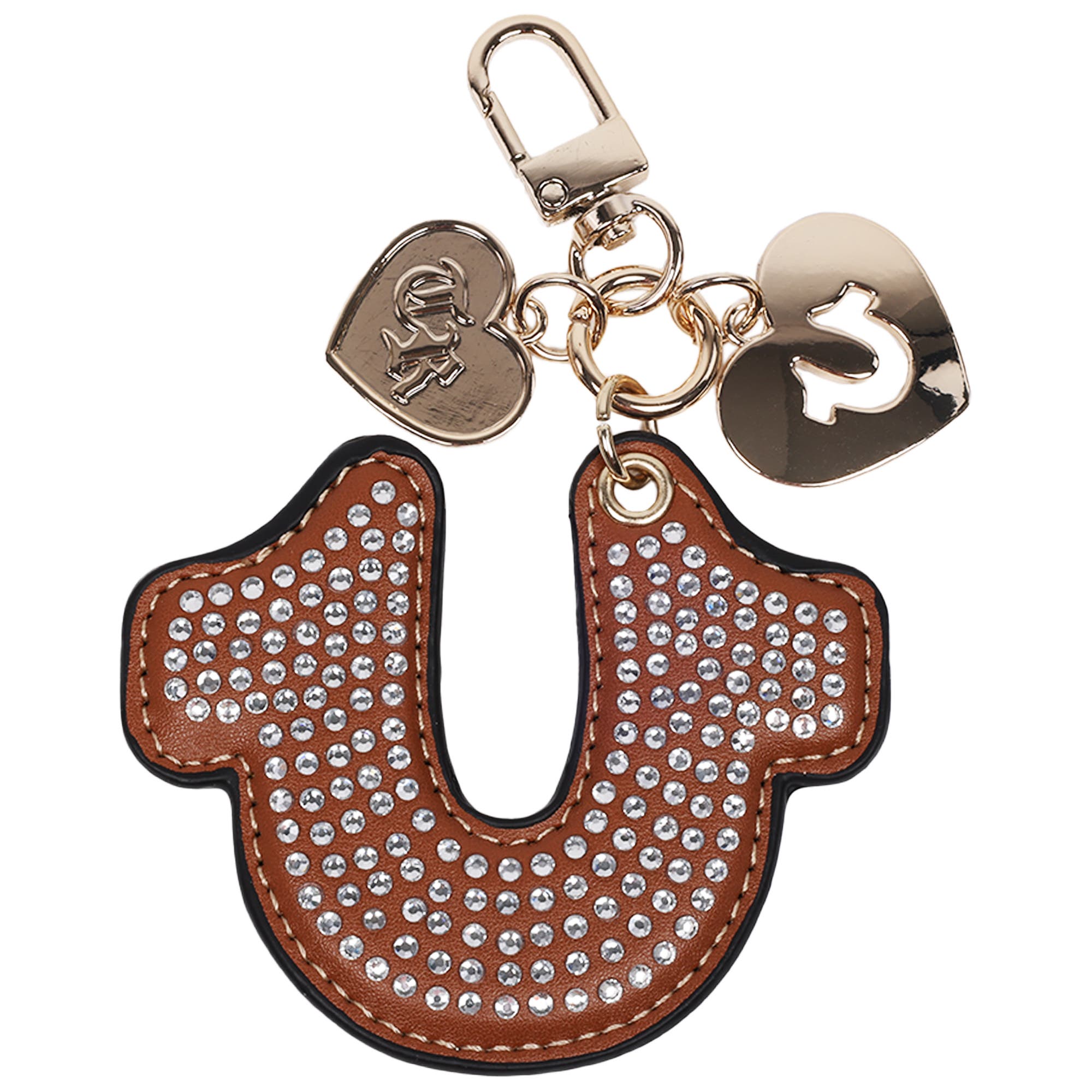 True Religion Rhinestone Horseshoe Bag Charm, Main, color, Cognac
