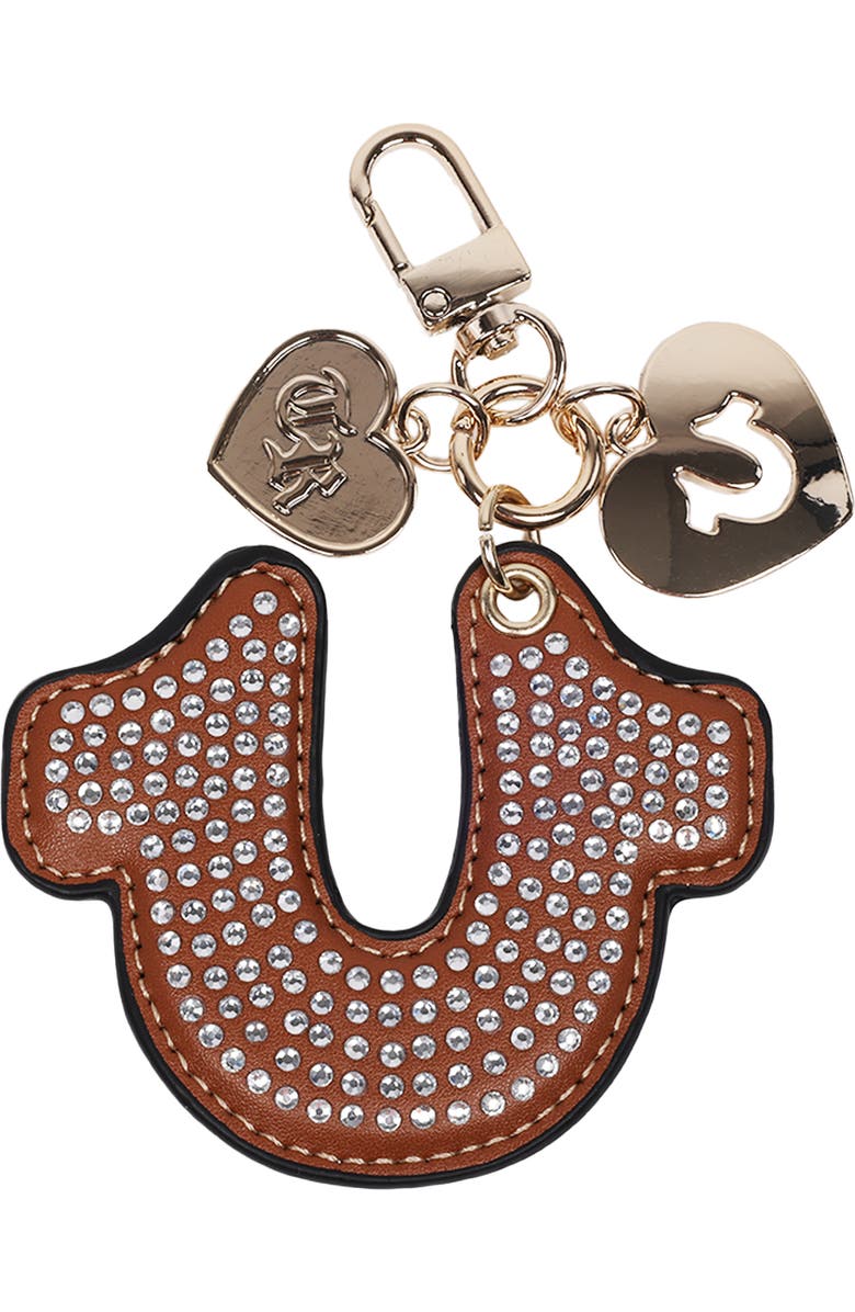 True Religion Rhinestone Horseshoe Bag Charm, Main, color, Cognac